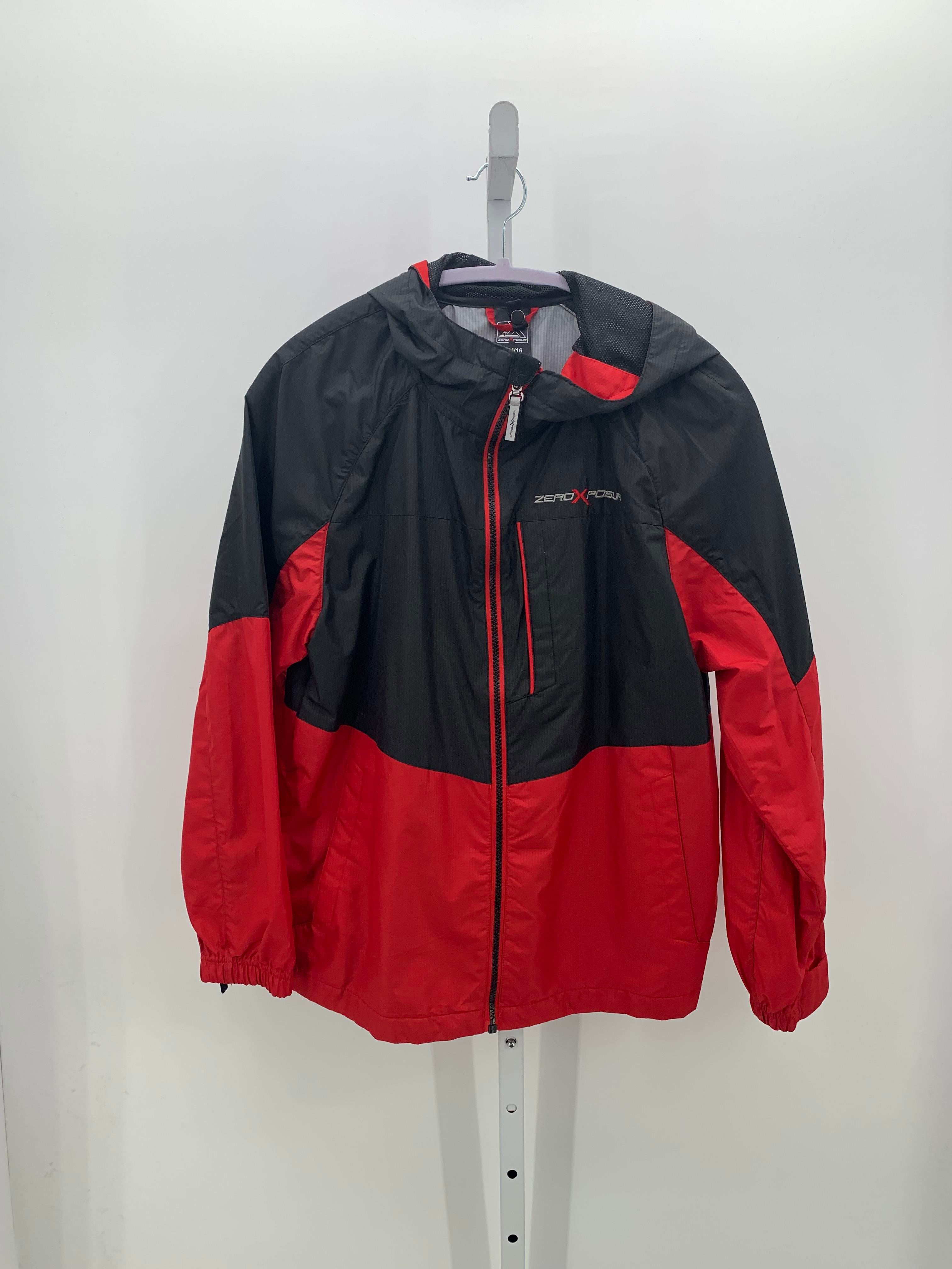 RED HOODED ZIP UP.