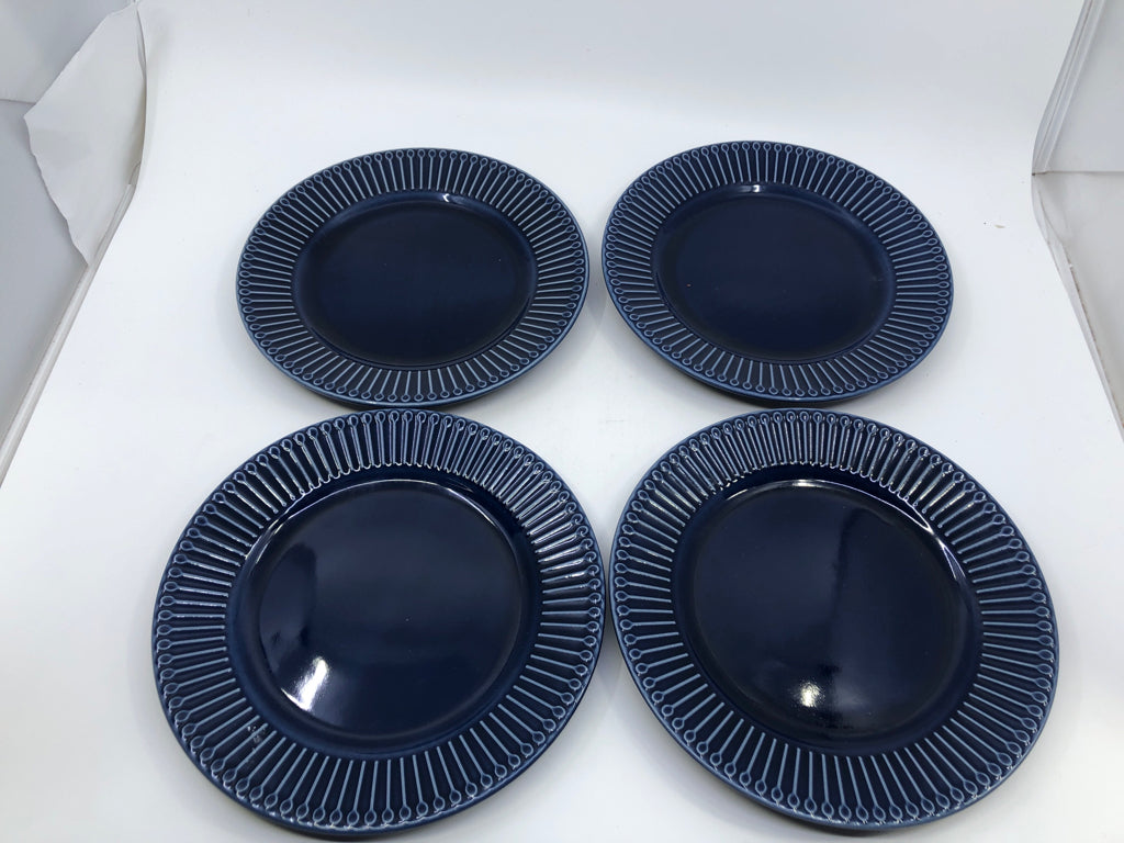 4 BLUE IKEA DESSERT PLATES.