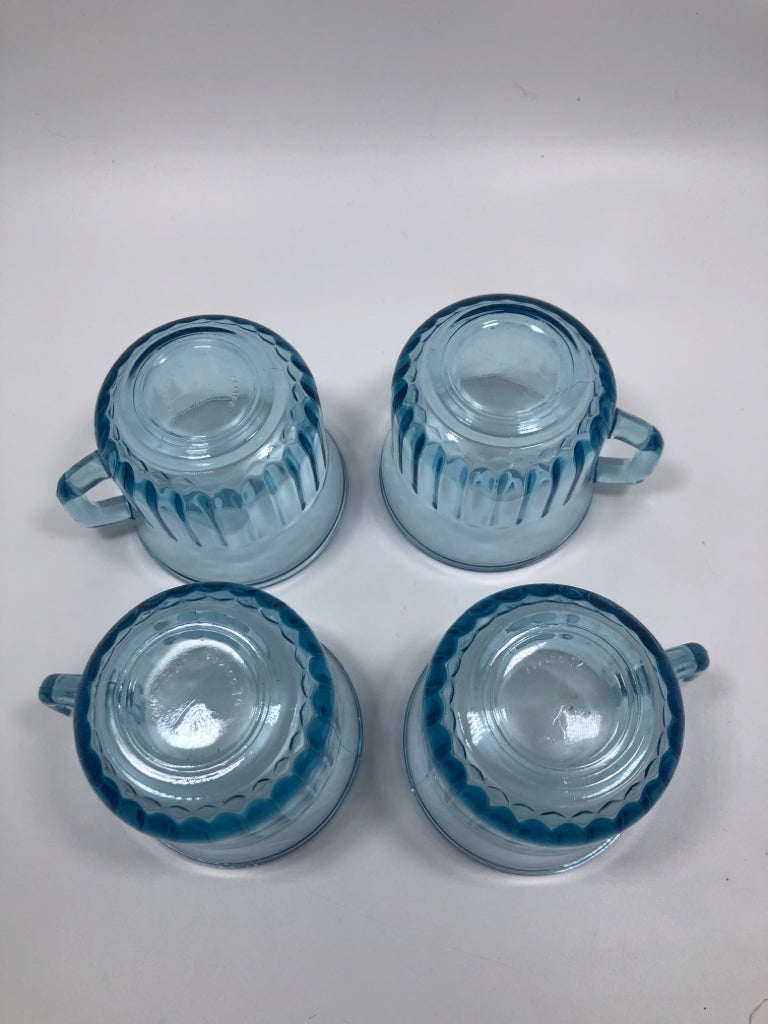 20PC LIGHT BLUE GLASS RIBBED DINNER SET SRVC FOR 4.