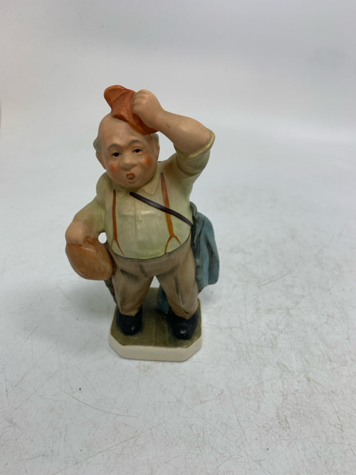 VTG FRIEDEL GERMAN MAN WIPING SWEAT OFF HEAD FIGURINE.