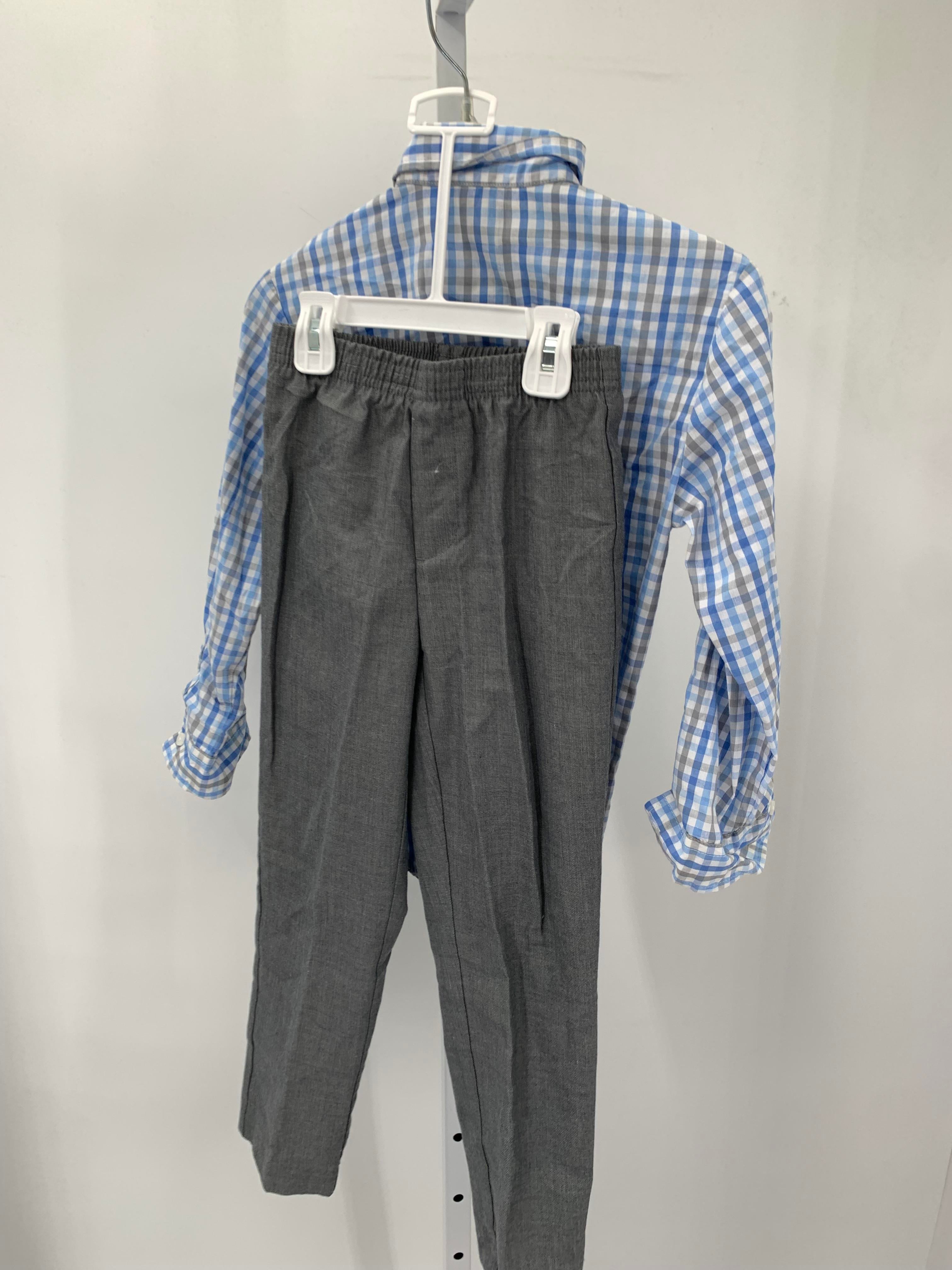PLAID BTN DOWN SHIRT GREY PANTS AND TIE