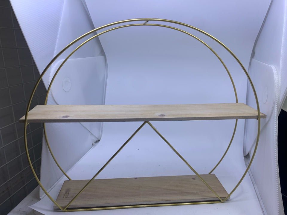 2 TIER ARCHED GOLD WALL SHELF.