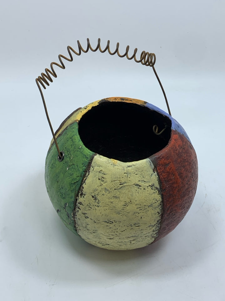 PAPER MACHE CLOWN TREAT BUCKET.