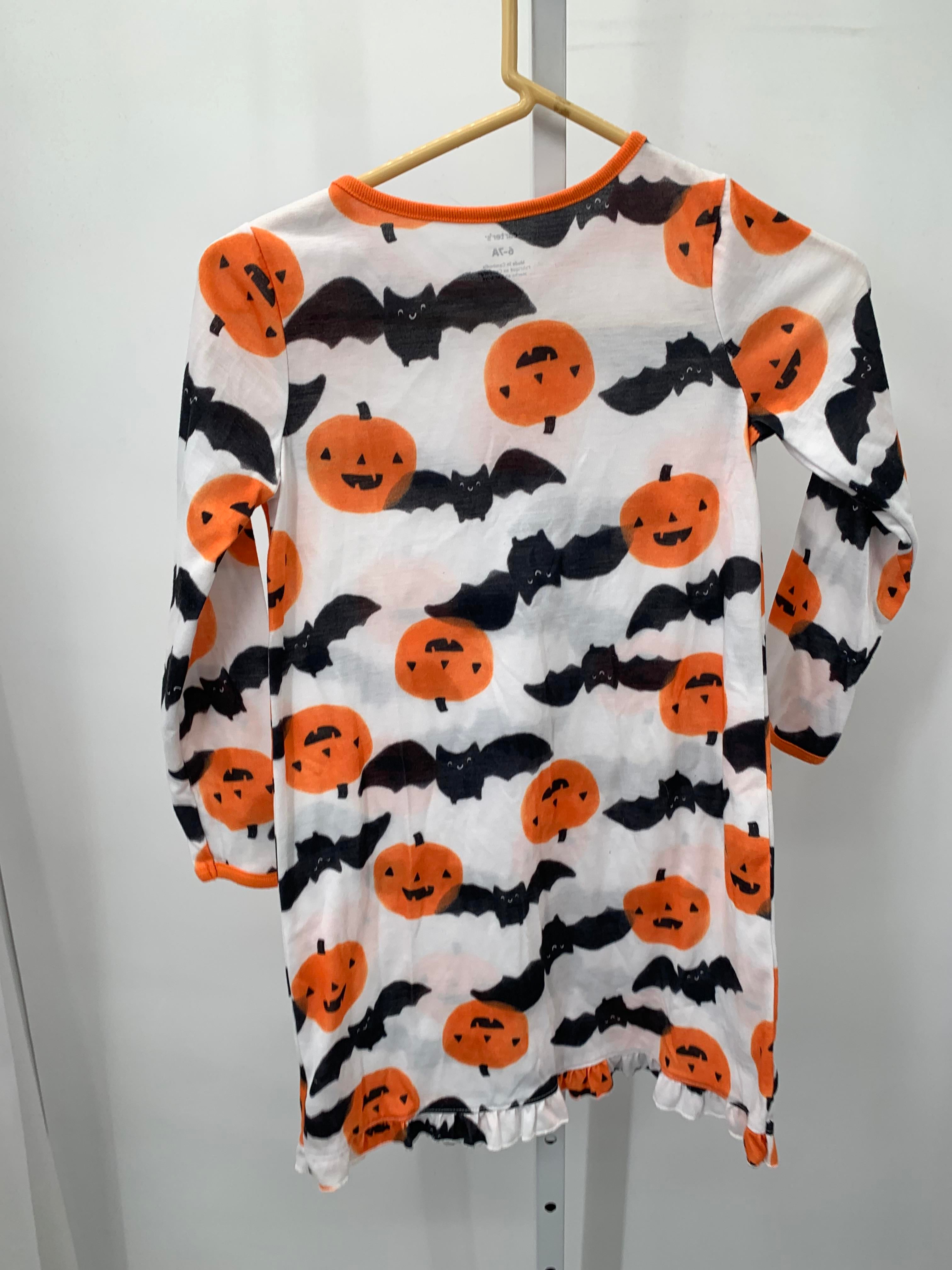 NIGHTGOWN BLACK BATS AND PUMPKINS