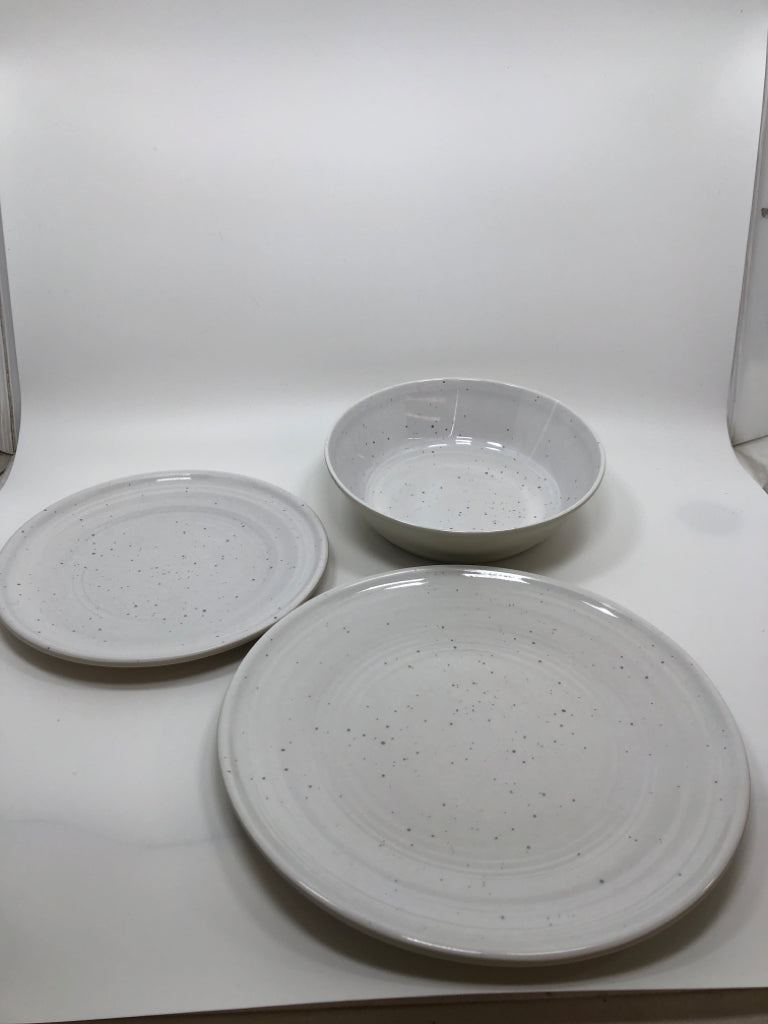 13PC MELAMINE GREY SPECKLED SVC FOR 4.