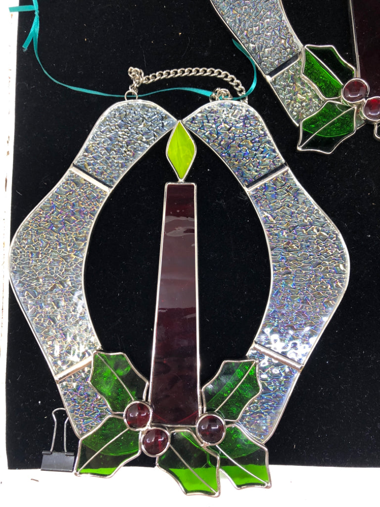 4 STAINED GLASS CANDLE SUNCATCHER.