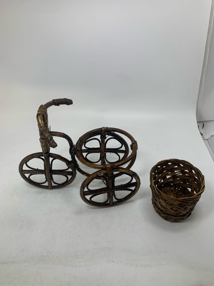 LIGHT WEIGHT WOOD TRICYCLE PLANTER.