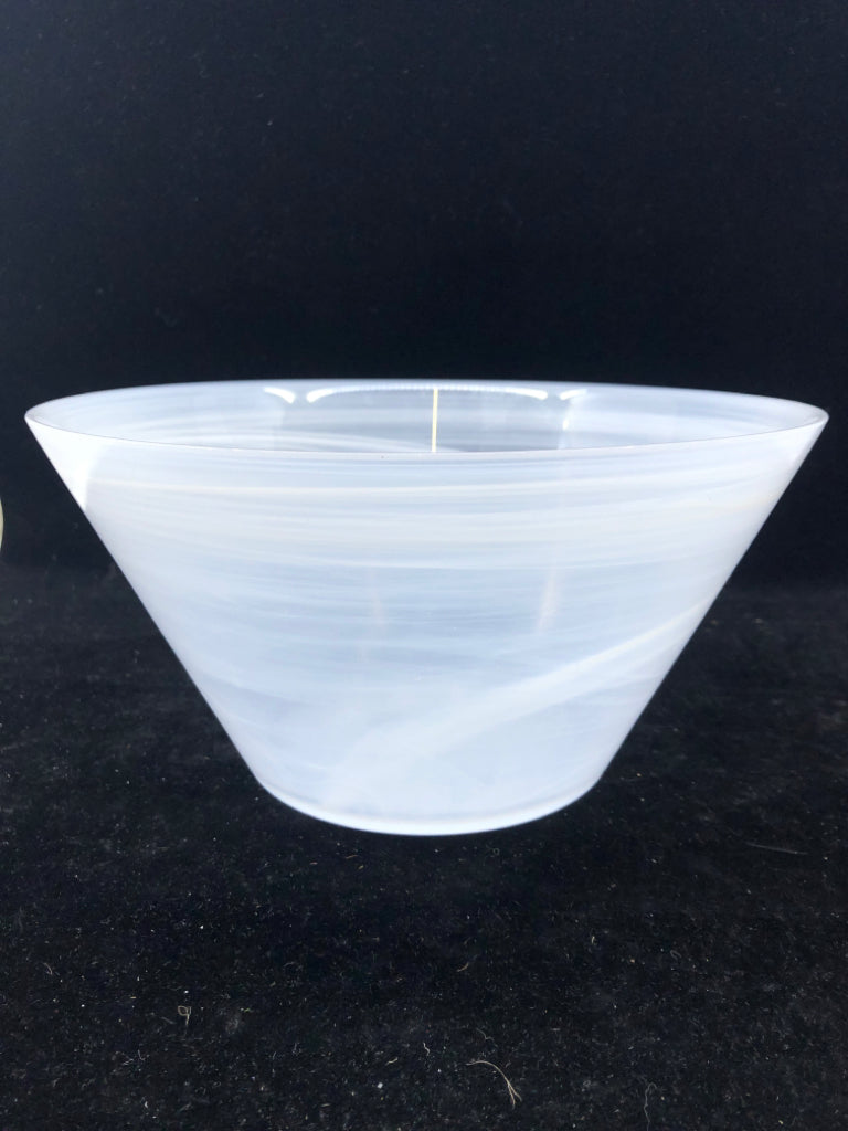 WHITE SMOKEY SERVING BOWL.
