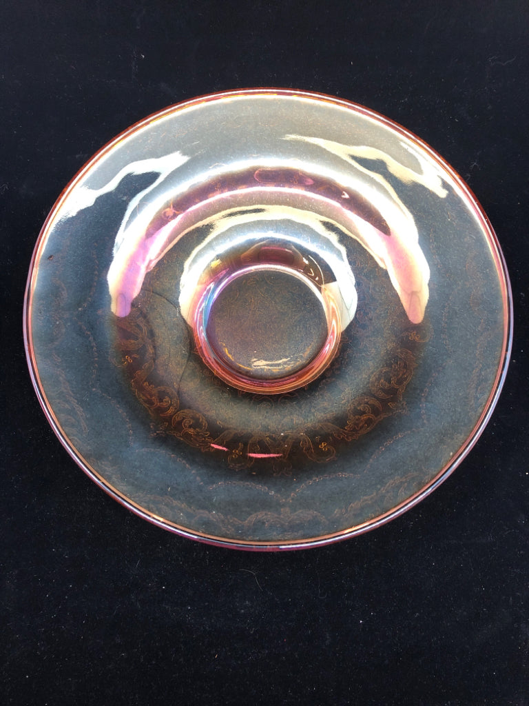 IRIDESCENT PRESSED GLASS BOWL.