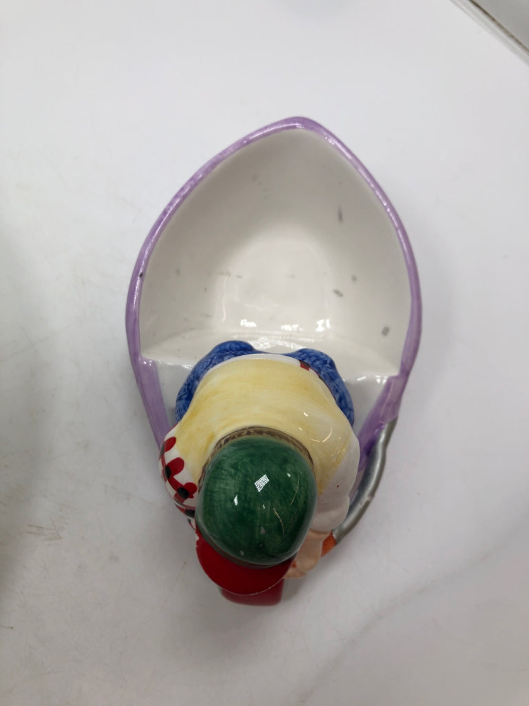 VTG LOTUS FISHERMAN CERAMIC CHIP & DIP BOWL SET.