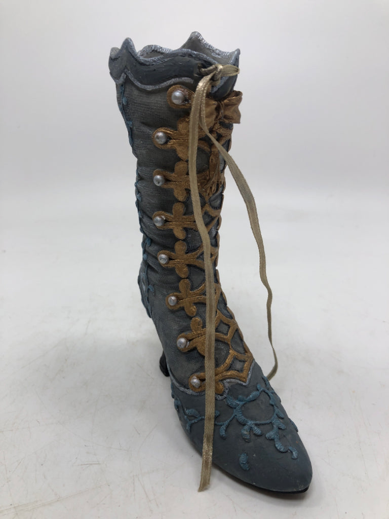 MINI GOLD & BLUE DECORATIVE BOOT.