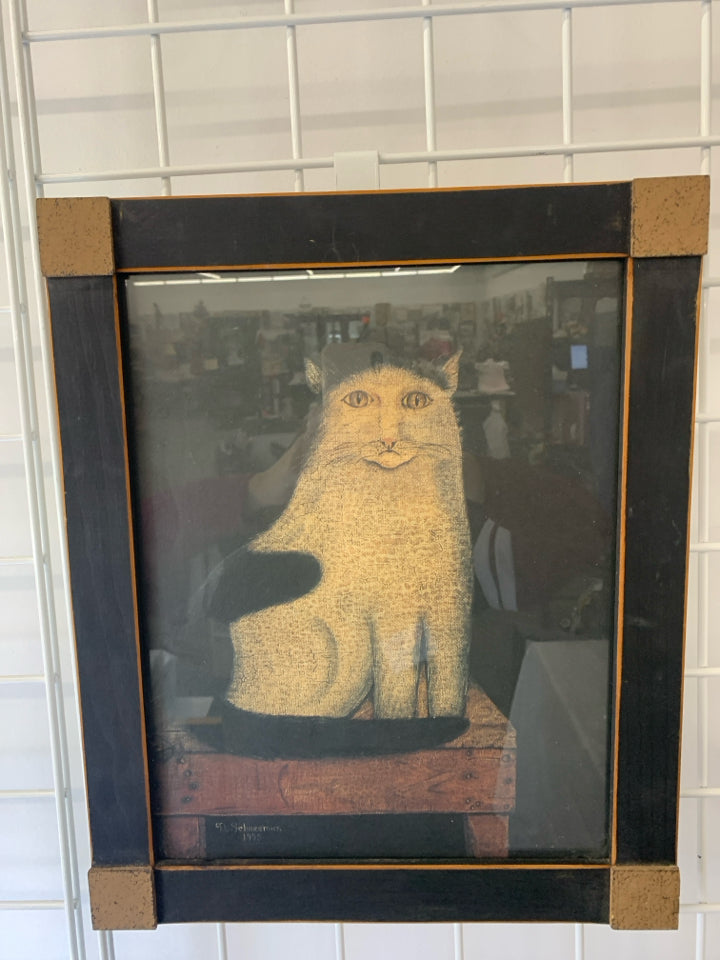 PRIMITIVE CAT WALL HANGING.