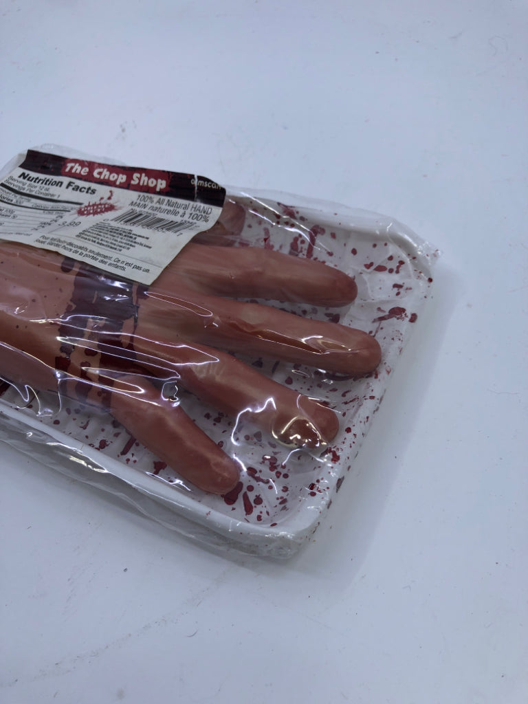 CHOP SHOP SEVERED HAND HALLOWEEN DECOR.