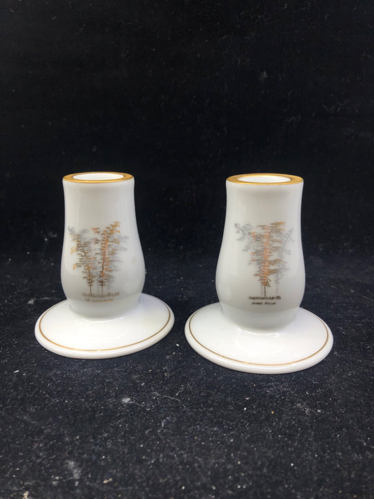 2 VTG ASIAN STYLE TAPER CANDLE HOLDERS- JAPAN.