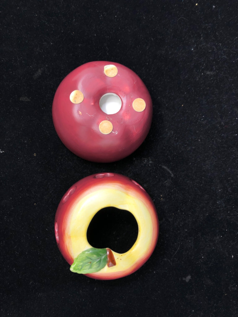 2PC RED APPLE TEA LIGHT HOLDER.