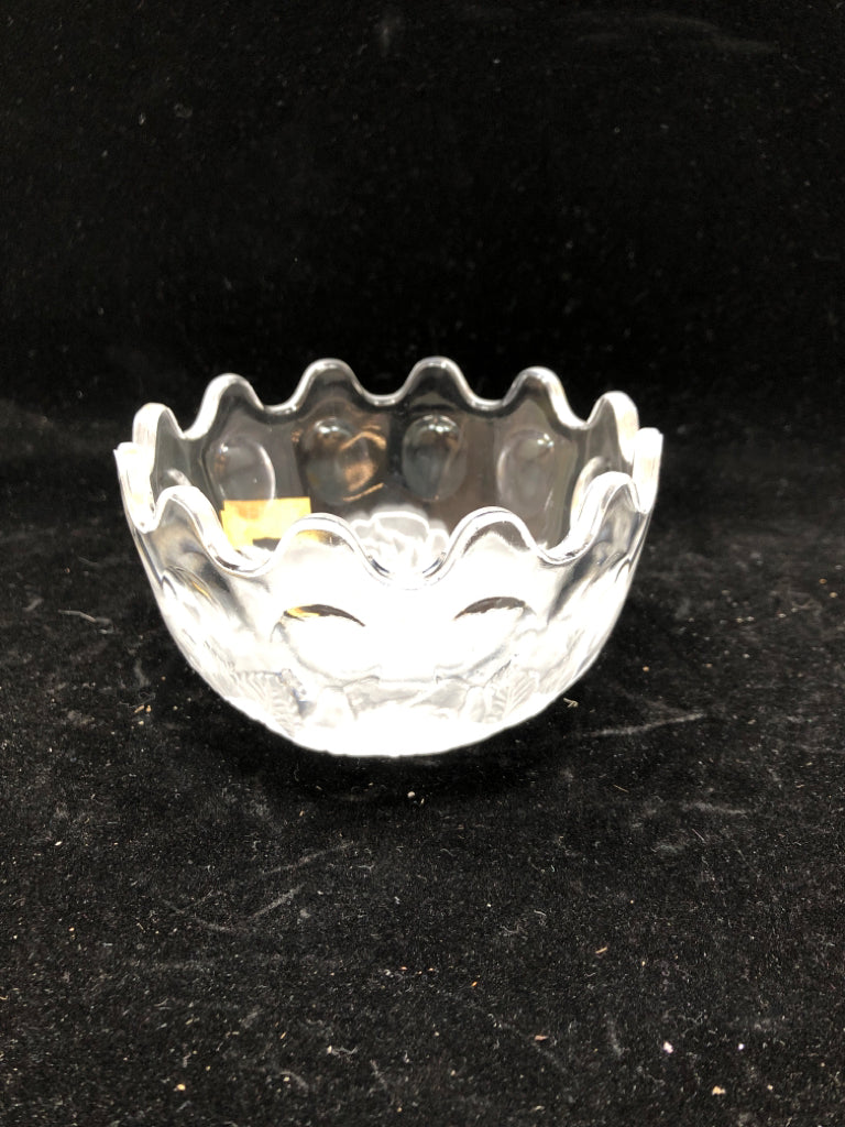 GERMAN CRYSTAL FROSTED ROSE BOWL.