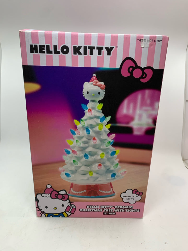 NIB HELLO KITTY CERAMIC CHRISTMAS TREE W/LIGHTS.
