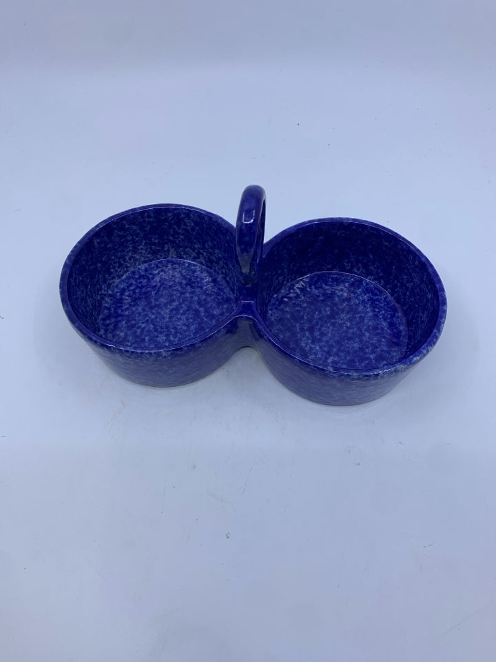 2 BOWL DARK BLUE SPONGE DESIGN SERVER W/ HANDLE.