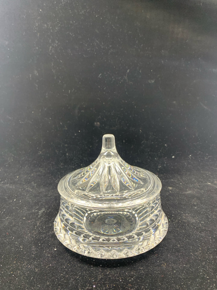 SMALL GLASS SUGAR BOWL W LID.