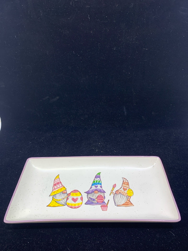 CERAMIC EASTER GNOMES PLATTER.