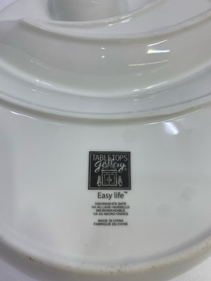 OLIVE DISH W/PIT CUP & PAINTED OLIVES.