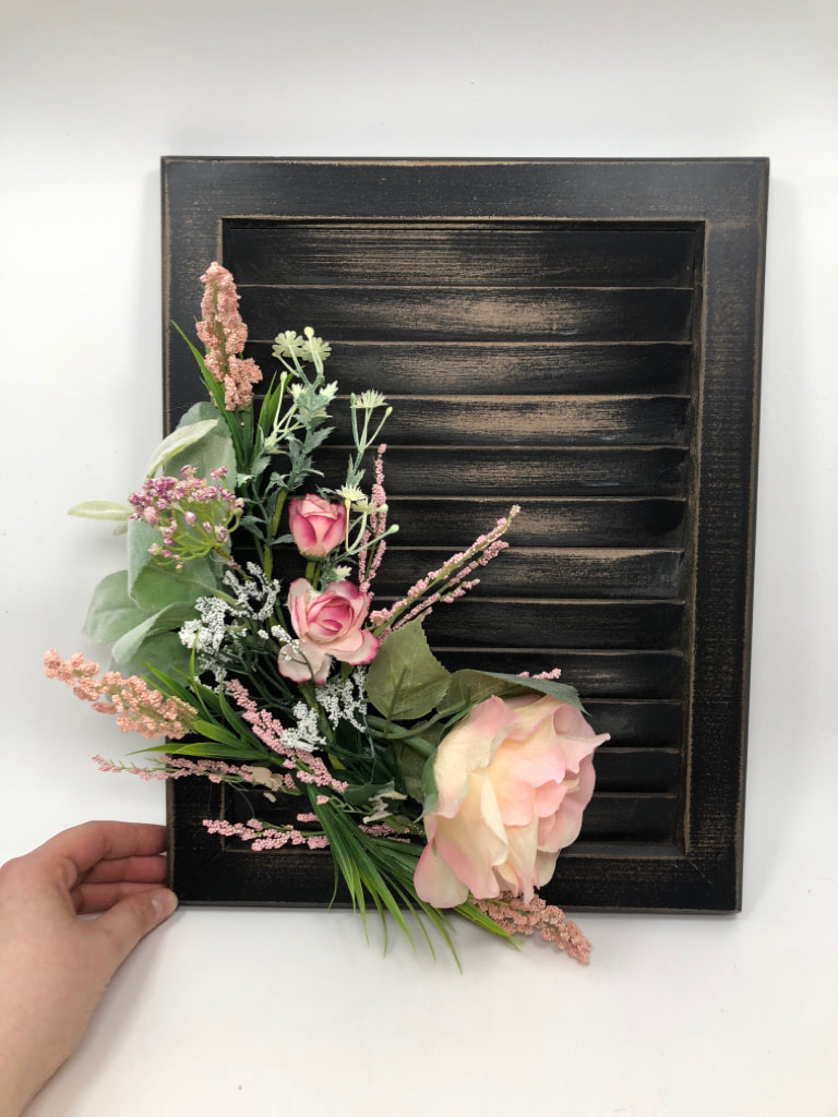 DISTRESSED FLORAL WINDOW SHADE DECOR.