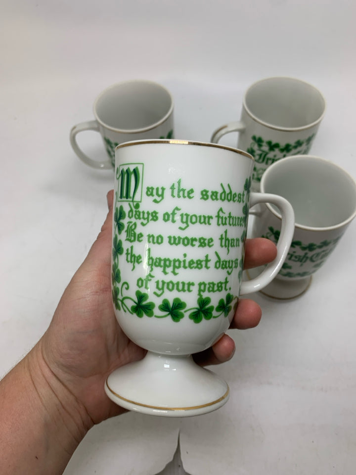 4 FOOTED IRISH COFFEE MUGS.