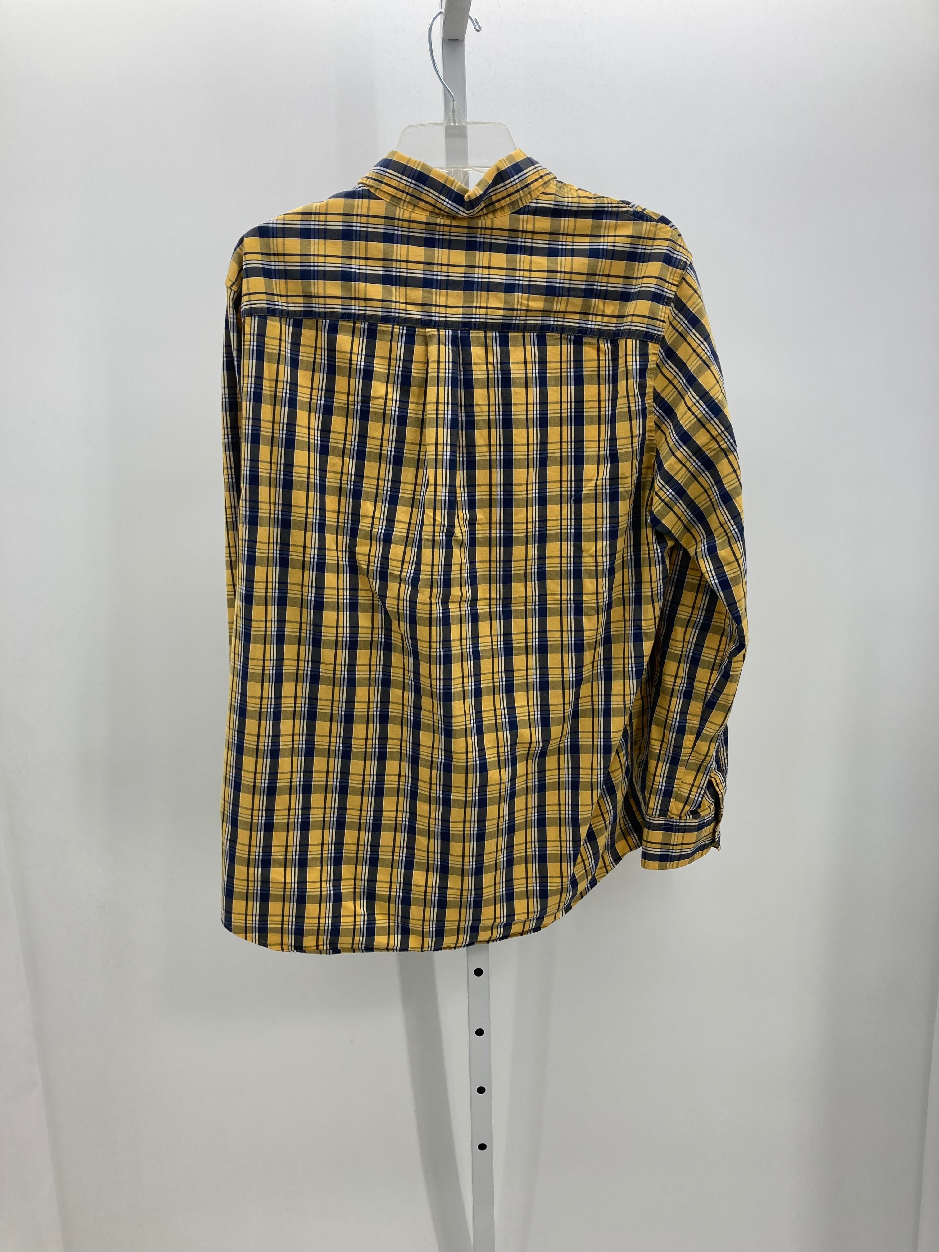 YELLOW/ NAVY PLAID BUTTON DOWN