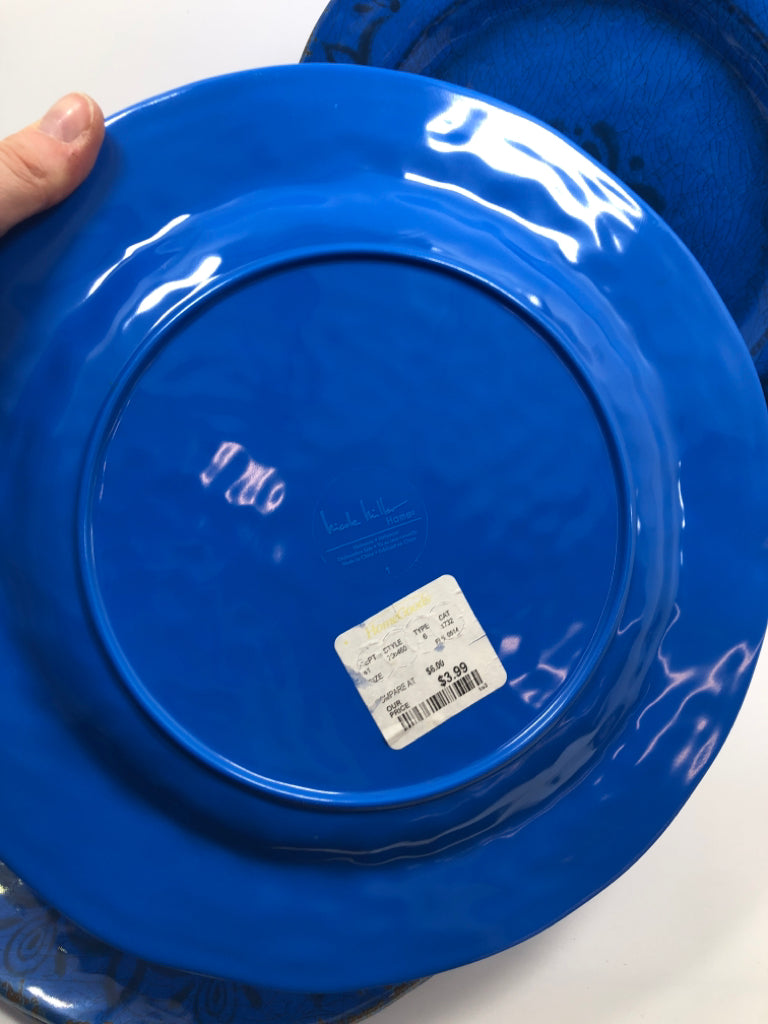 12PC BLUE MELAMINE DISH SET SRV FOR 4.