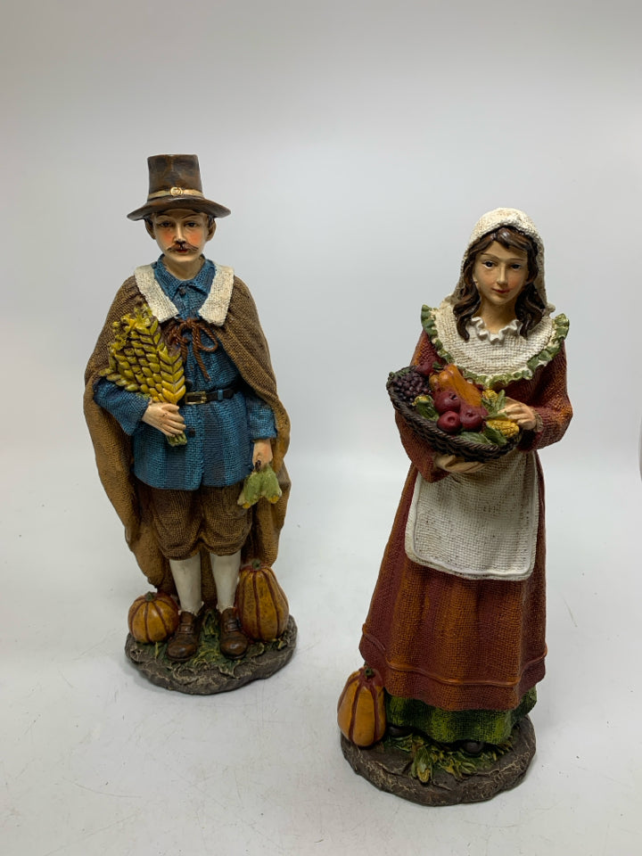 2 PC MAN/WOMAN PILGRIM HOLDING HARVEST RESIN.