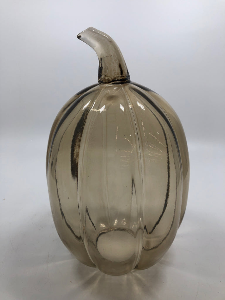 SMOKED GLASS PUMPKIN DECOR.