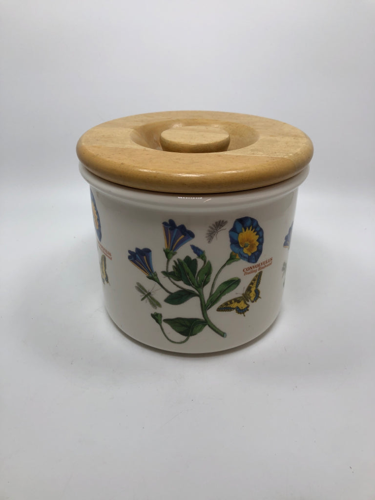 PORTMEIRON BOTANIC GARDEN CANISTER W/WOODEN LID.