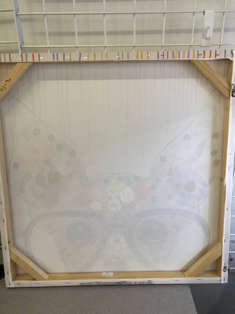 FRENCHIE WEARING GLASSES DOT PAINTING CANVAS.