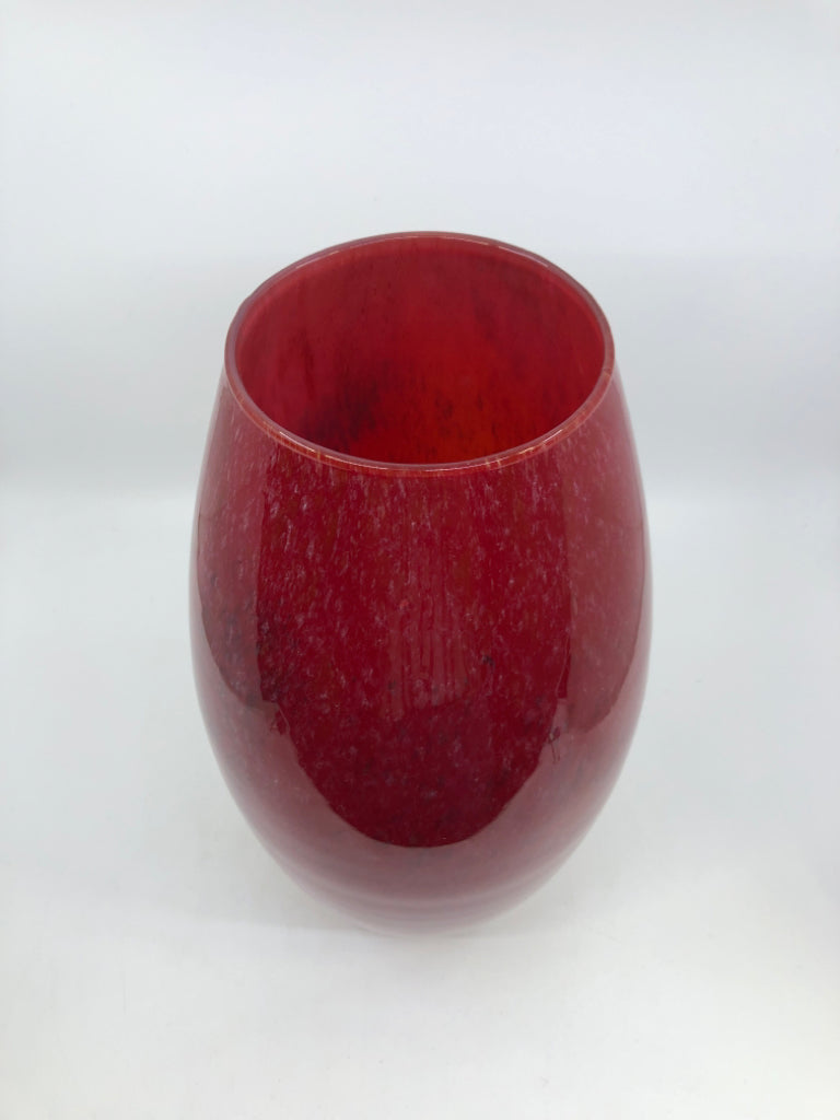 LARGE RED W YELLOW BOTTOM VASE.