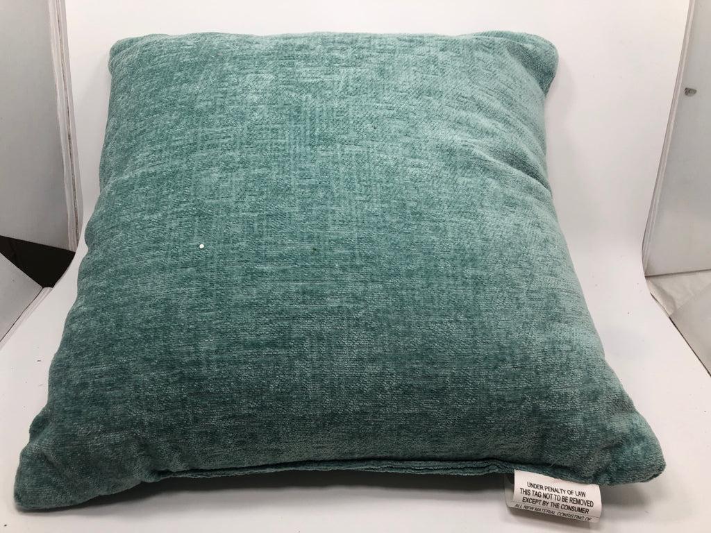 TEAL FABRIC PILLOW.
