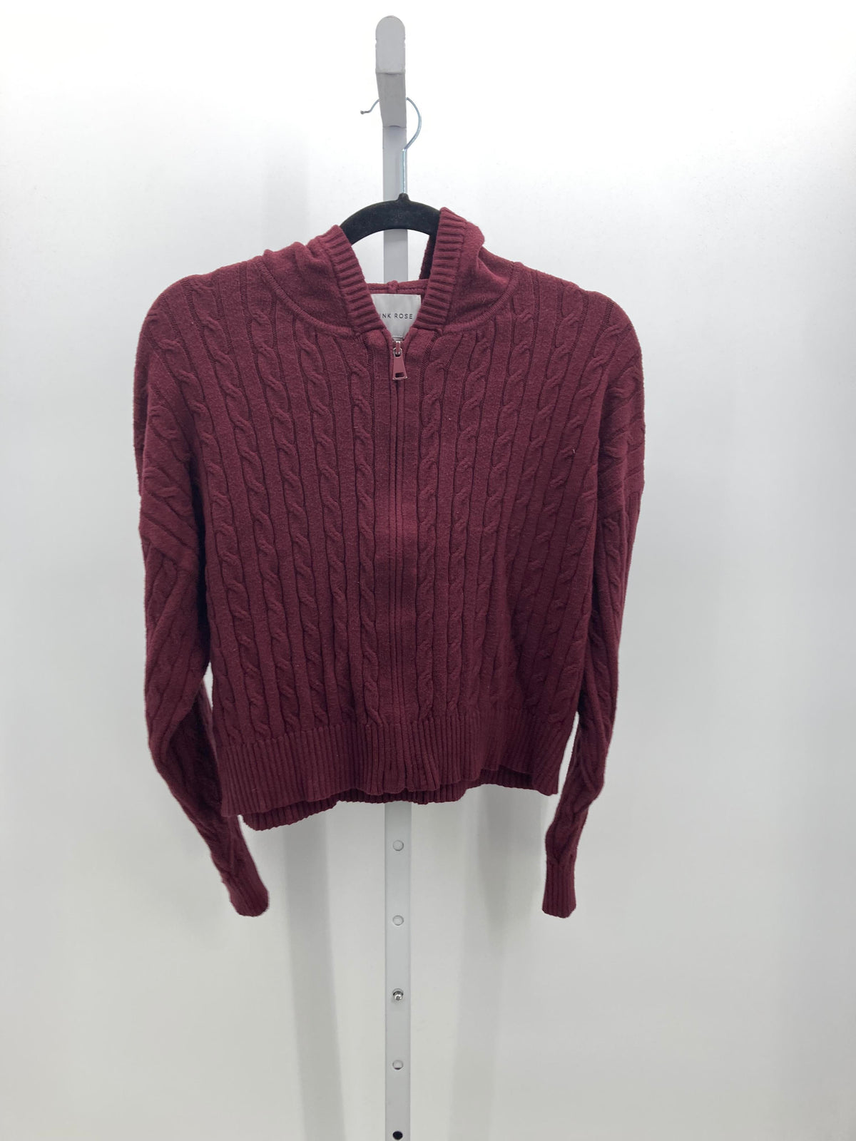 Pink Rose Size Large Juniors Long Sleeve Sweater