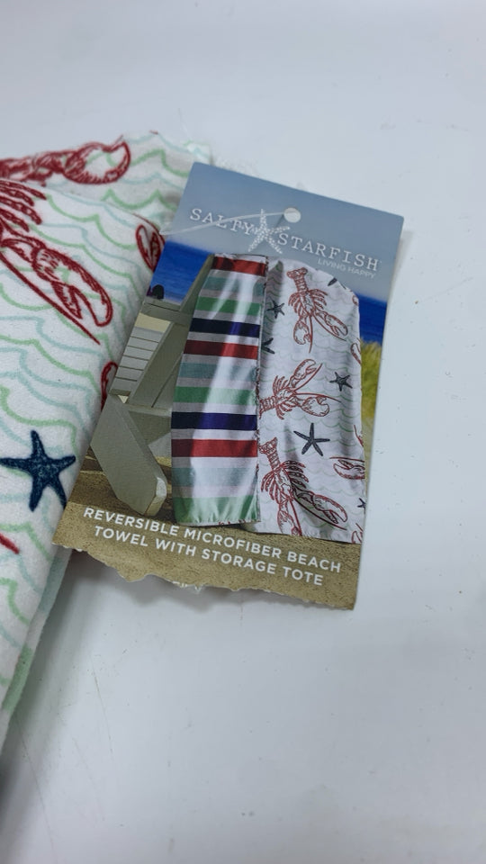 NIP REVERSIBLE MICROFIBER BEACH TOWEL/TOTE.