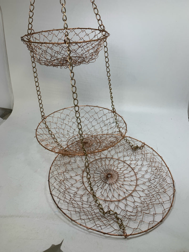 3 TIER METAL HANGING BASKETS COLLAPSIBLE.