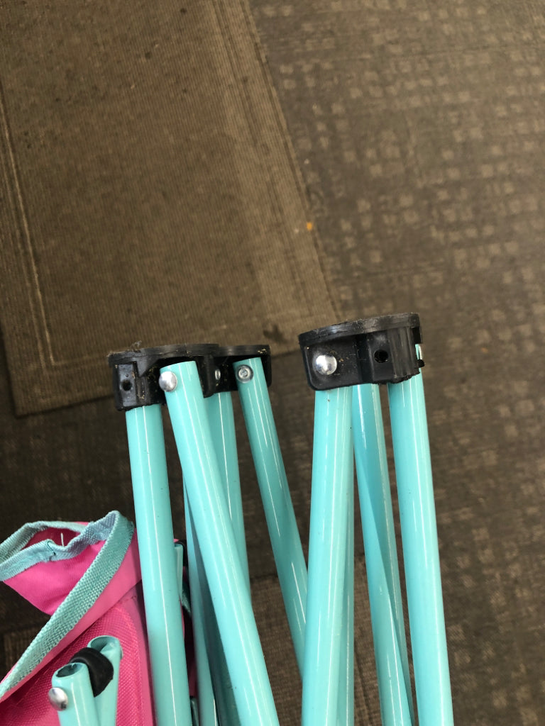 PINK/BLUE KIDS FOLDING CANOPY CHAIR.