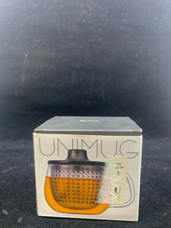 NIB KINTO UNIMUG TEA INFUSER GLASS MUG.