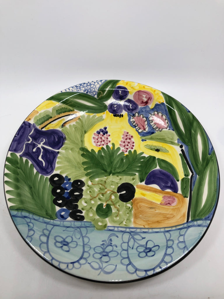 PAINTED FRUIT SERVING BOWL MADE IN PORTUGAL.