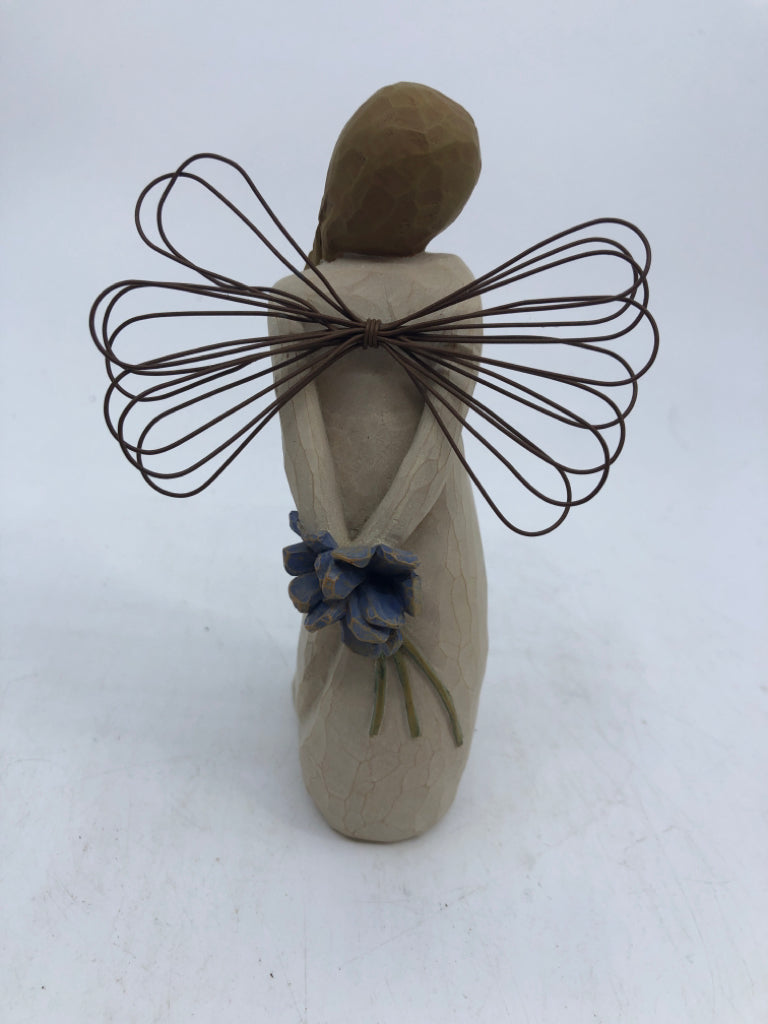 WILLOW TREE THANK YOU ANGEL HOLDING BLUR FLOWERS.