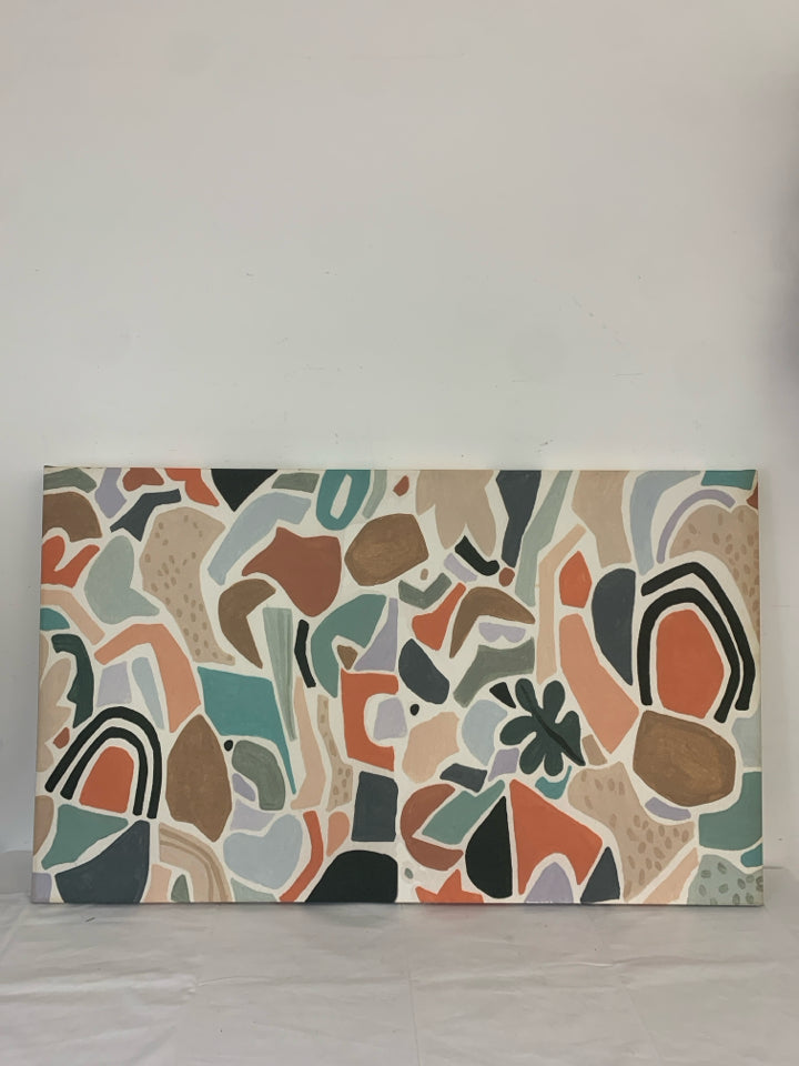 LARGE CANVAS ART PEACH AND SAGE.