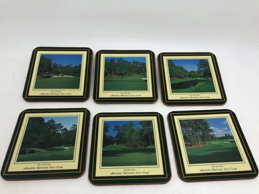 6PC MASTERS GOLF THEMED COASTERS.