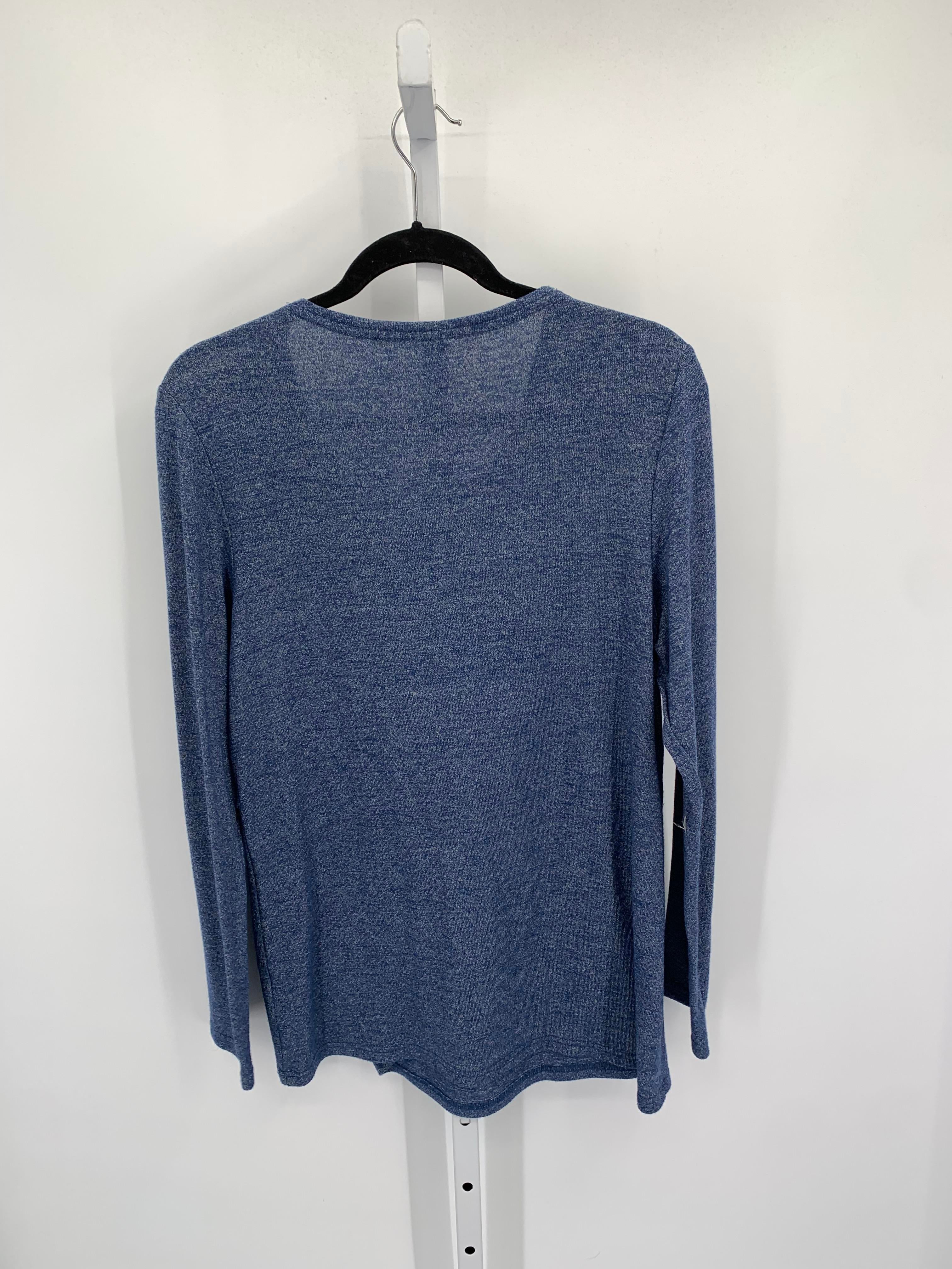 Blue Size Large Maternity Long Sleeve Shirt