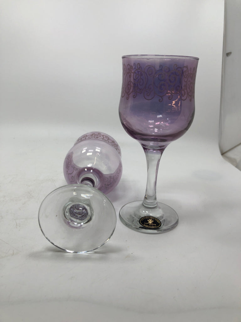 6 MULTI-COLORED CRISTALLERIA FUMO WINE GLASSES.