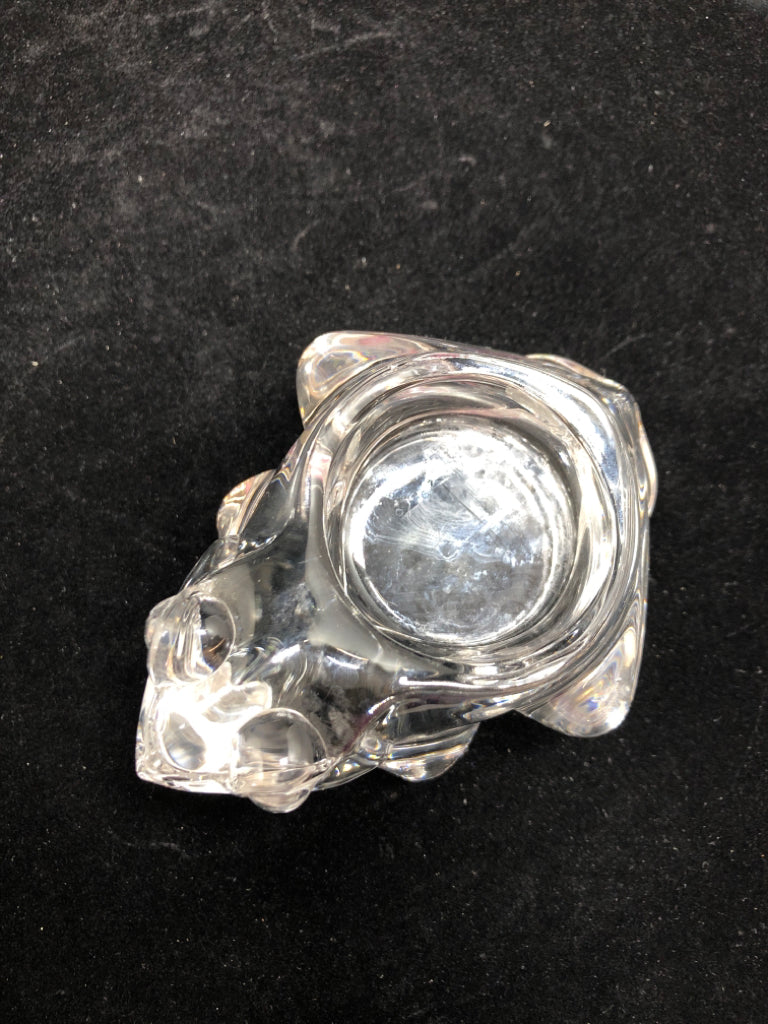 GLASS FROG VOTIVE HOLDER.