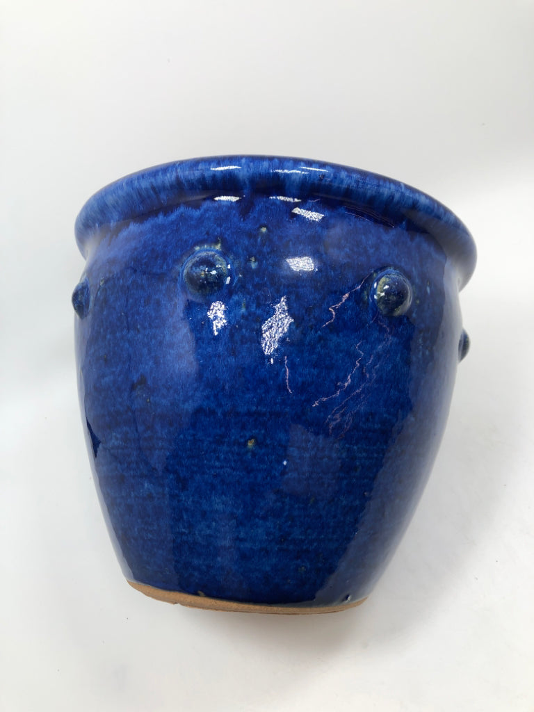 BLUE GLAZE TERRA COTTA PLANTER.