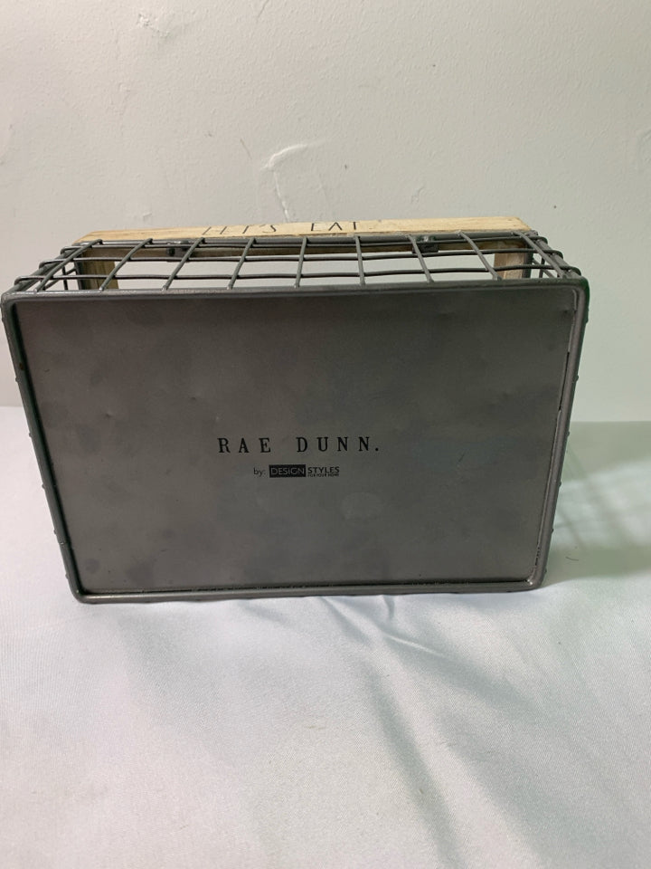 RAE DUNN METAL/WOOD UTENSIL CADDY.
