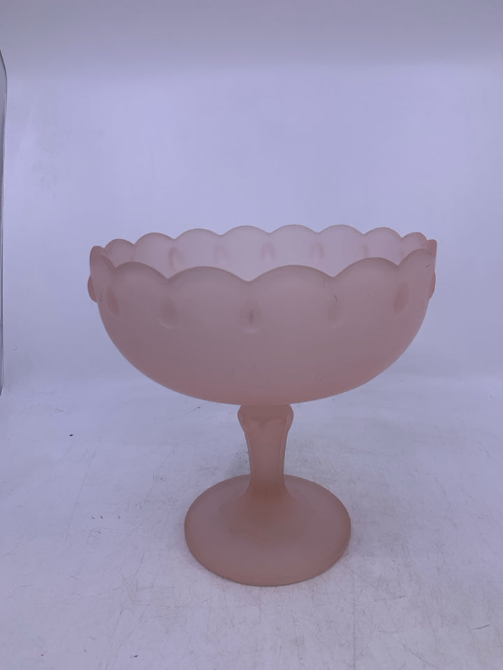 PINK FROSTED CENTERPIECE BOWL SCALLOP EDGE.